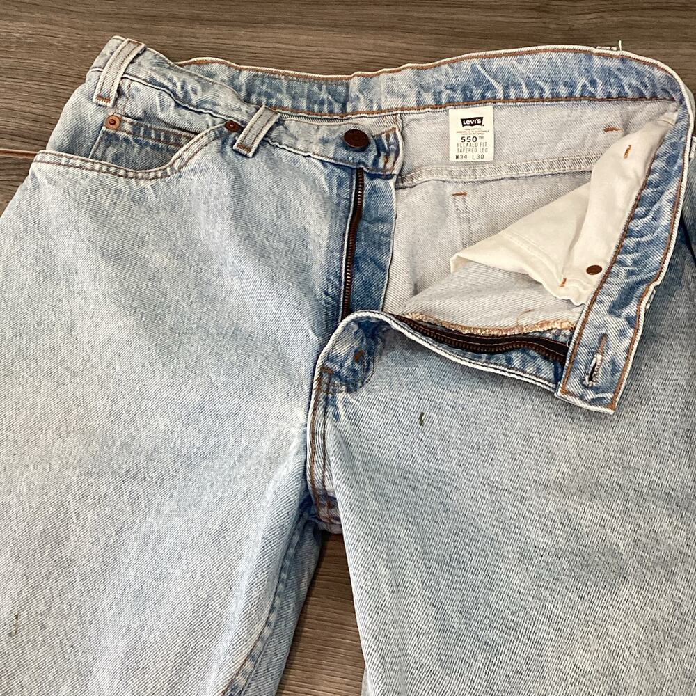 Vtg 1995 Levis 550 Jeans Size 34 Relaxed Fit Orange Tab Workwear Actual 32x30 - Picture 9 of 16